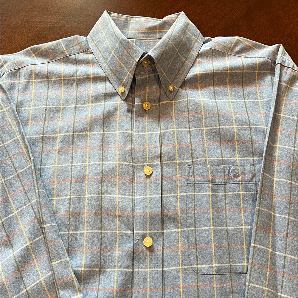 Orvis Men's Button-Down Plaid Shirt in Light Blue Size L - Picture 2 of 3